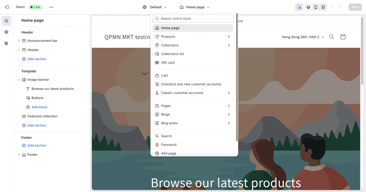 screen cap of shopify custom shop